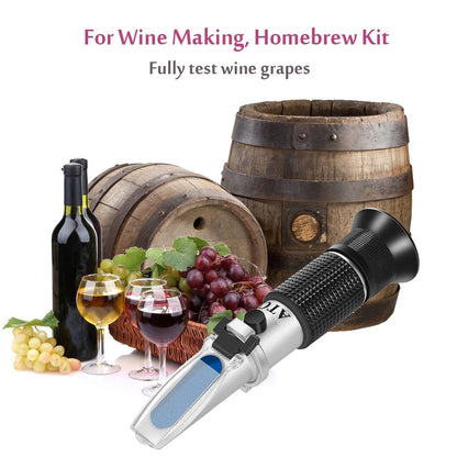 Wine Refractometer,V·RESOURCING Hand Held Brix/Alcohol Refractometer with ATC for Wine Making Homebrew Kit, Dual Scale(Brix 0-40%, Alcohol 0-25%)
