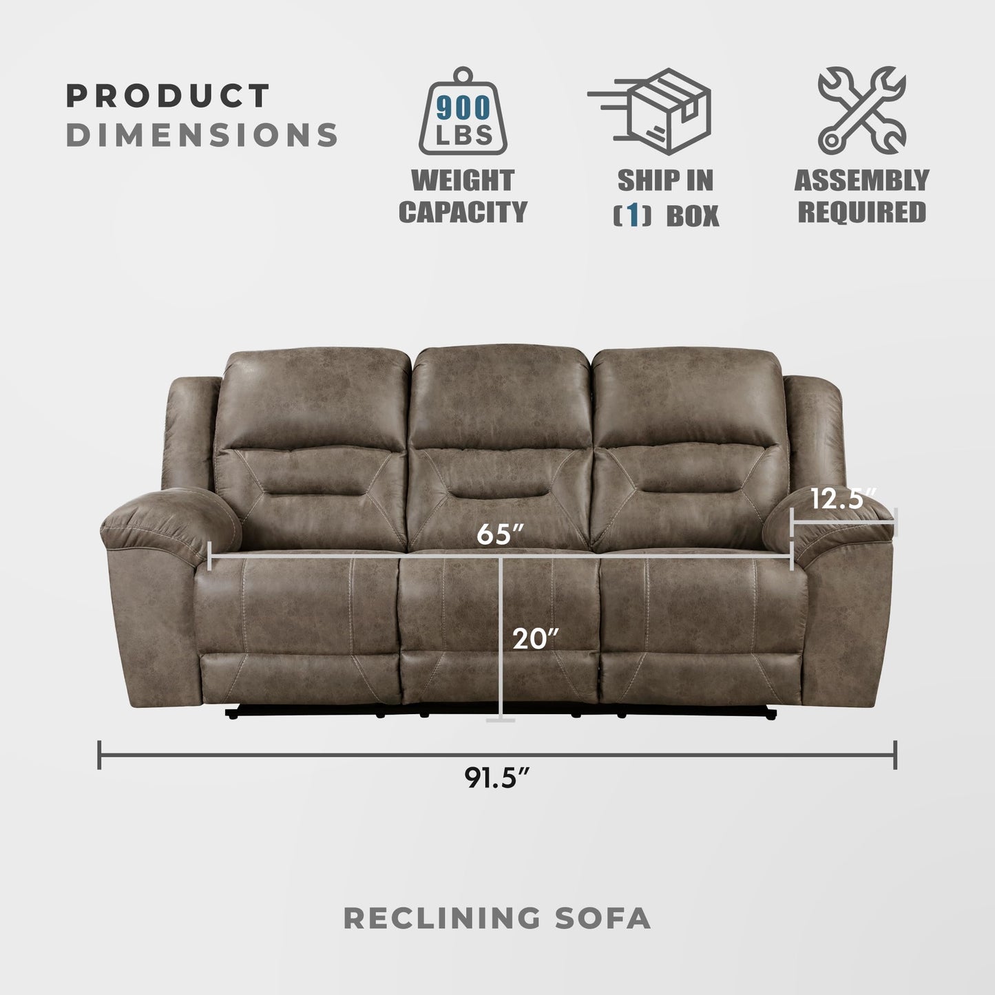 Lexicon Reclining Living Room Set, Wall Hugger Manual Reclining Sofas, Couches for Living Room, Home Theater Seating, Includes Dual Reclining Sofa and Loveseat, 2-Piece Set, Brown