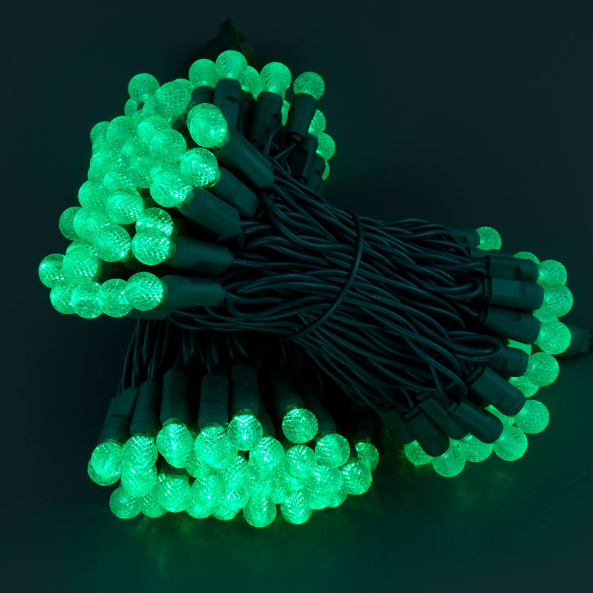 YULETIME Green One-Piece G12 Raspberry Christmas Lights 140 Count 48 Feet, 2 Sets 70 LED 24 ft High Waterproof UL Certified String Light (Green)