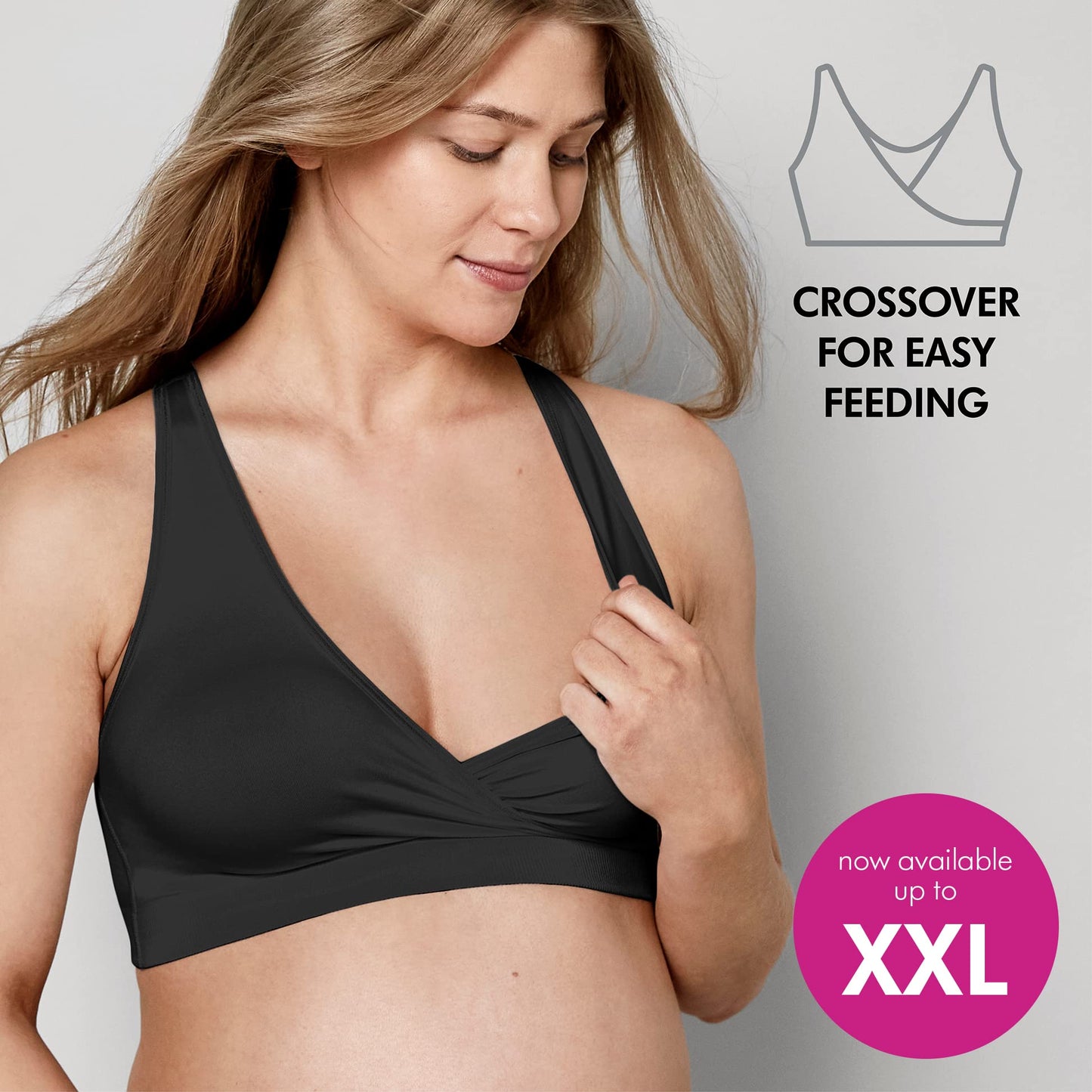 Medela Keep Cool Sleep Seamless Maternity and Nursing Bra with Full-Back Breathing Zone and Soft Touch Fabric Black