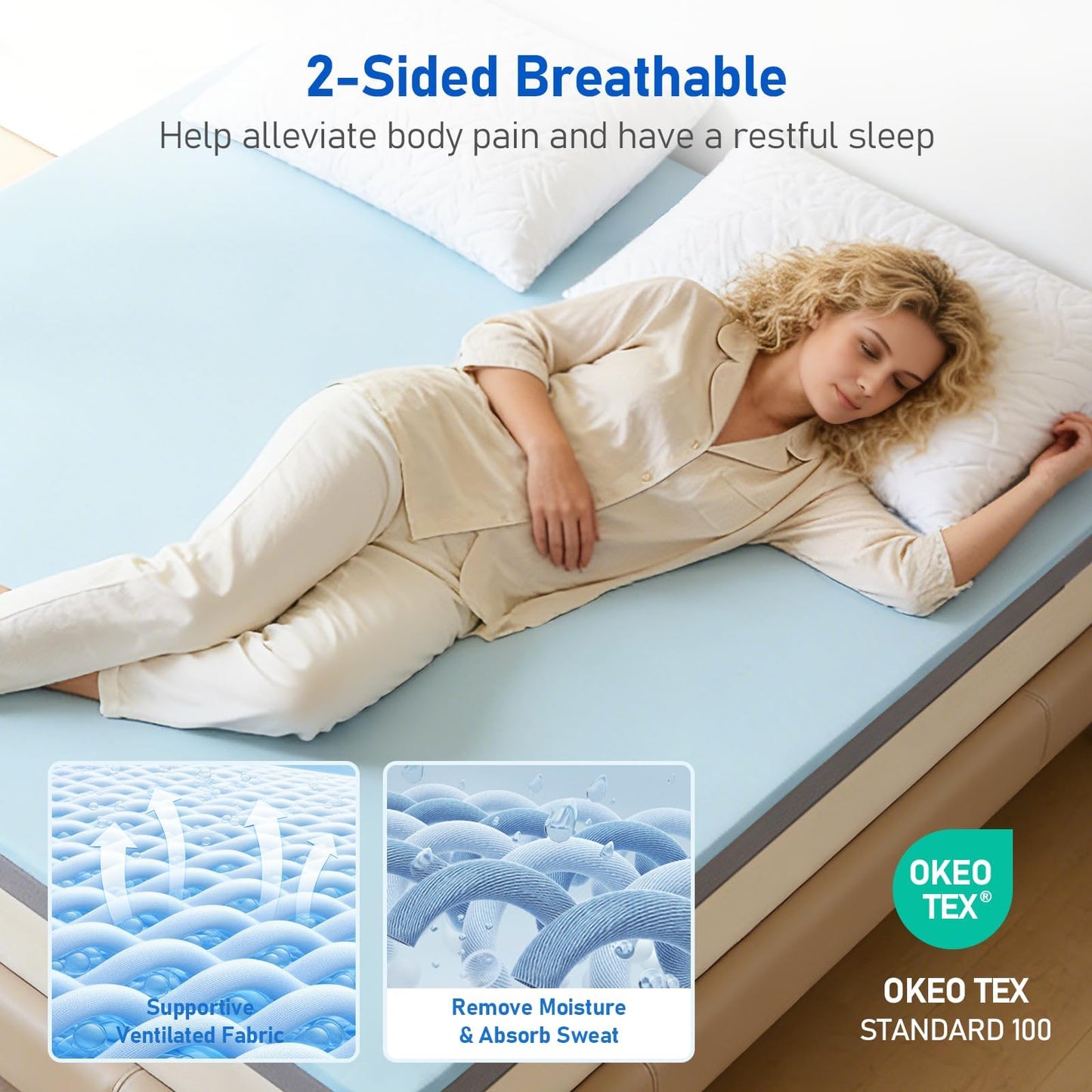 Firm Mattress Topper Queen 4-Inch: Dual Firmness Medium Firm & Firm Mattress Pad, High Density Memory Foam for Back Pain Relief, Cooling Breathable Thick Bamboo Gel, CertiPUR-US Certified, 80x60
