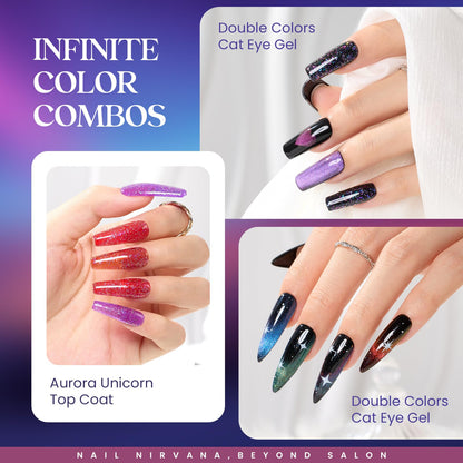 Beetles Cat Eye Gel Nail Polish 39 Pcs Jelly Nail Set Glitter Changing Nail Polish Kit Treasure Box Collection with 3Pcs Base Matte and Glossy Top Soak Off UV Halloween Nails