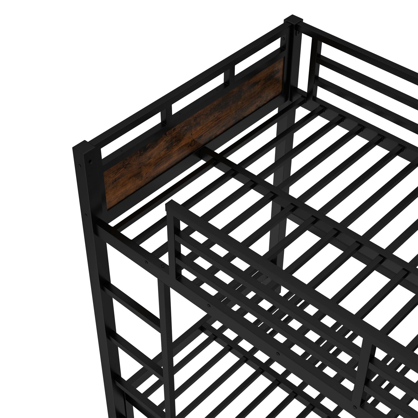 Twin XL Over Twin XL Bunk Bed with Headboard and Full Length Guardrail, Separable Bunk Bed, Heavy Duty Bunk Beds Can Turns Into Loft Bed and Platform Bed, Black