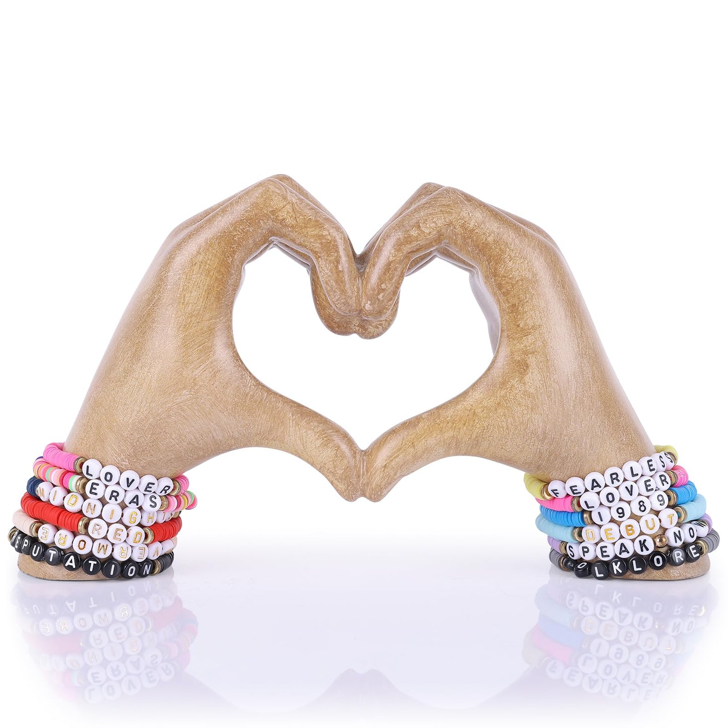 WUBIANJIE Wooden Heart Hands Sculpture Boho Living Room Decor, Aesthetic Shelf Decoration, Ideal for Coffee Table, Shelves, Home, Bedroom, Birthday, Wedding Table Decor, and Symbol of Love