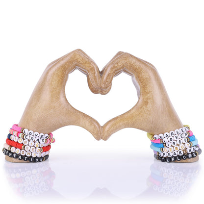 WUBIANJIE Wooden Heart Hands Sculpture Boho Living Room Decor, Aesthetic Shelf Decoration, Ideal for Coffee Table, Shelves, Home, Bedroom, Birthday, Wedding Table Decor, and Symbol of Love
