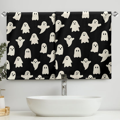 Cneztholim Halloween Spooky Bathroom Hand Towels Cute White Black Dish Towel Scary Halloween Kitchen Towels Soft Absorbent Towel Set for Home Farmhouse Gym Decor