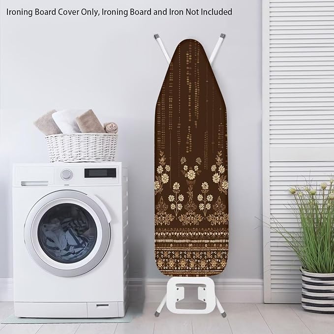 Grey Flower Print Ironing Board Cover and Pad Full Size Iron Board Cover Home