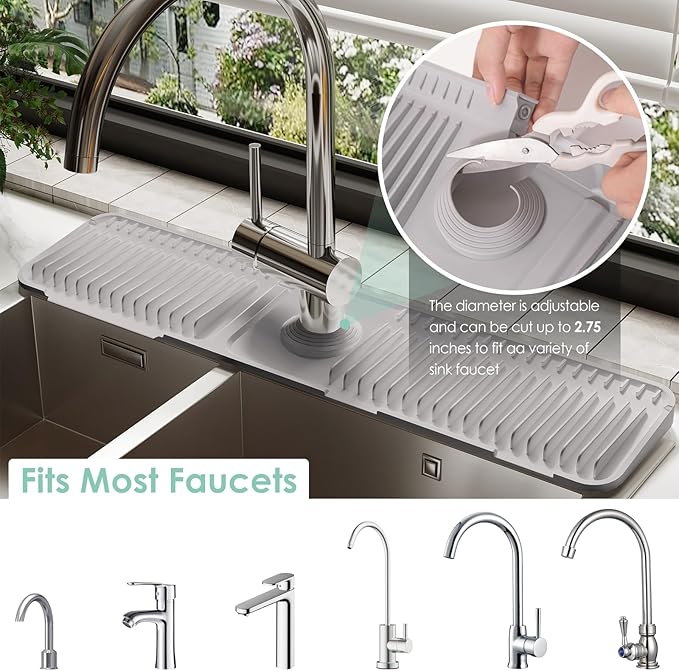 24 Inch Silicone Faucet Mat for Kitchen Sink Splash Guard