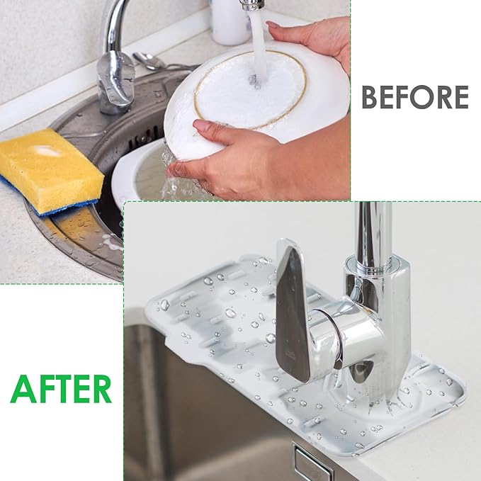 Sink Faucet Splash Guard Mat Silicone Soap Dish Pad Faucet Handle Drip Catch