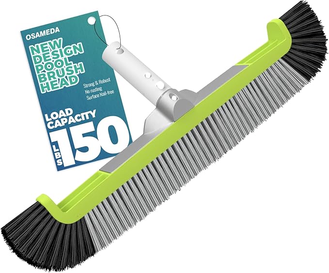 18" Pool Brush Head for Cleaning Swimming Pool Walls, Curved Ends