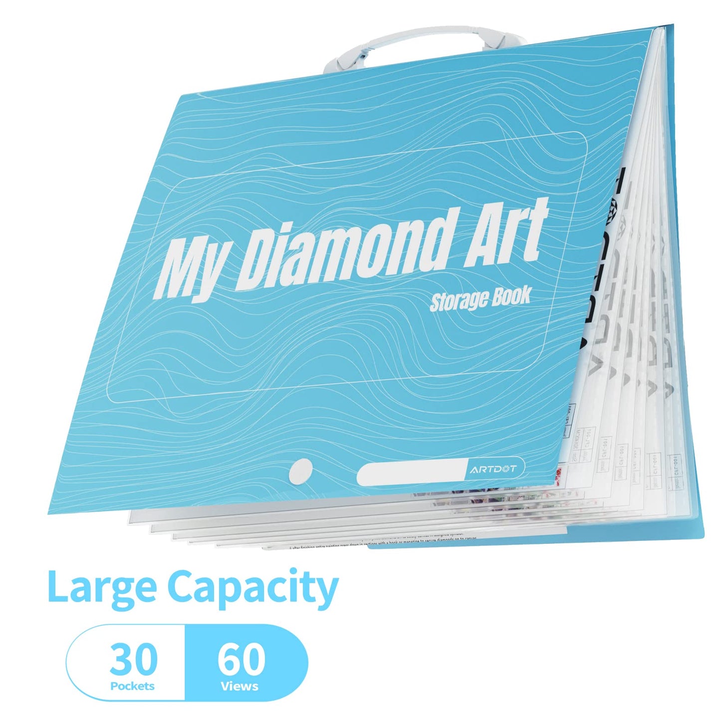 ARTDOT A3 Storage Book for Diamond Painting Kits, Diamond Art Portfolio Folder with 30 Pocket Slevees Protectors