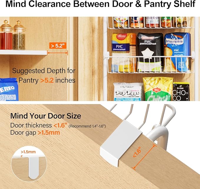 Delamu Over the Door Pantry Organizer, 6-Tier Pantry Organizers and Storage