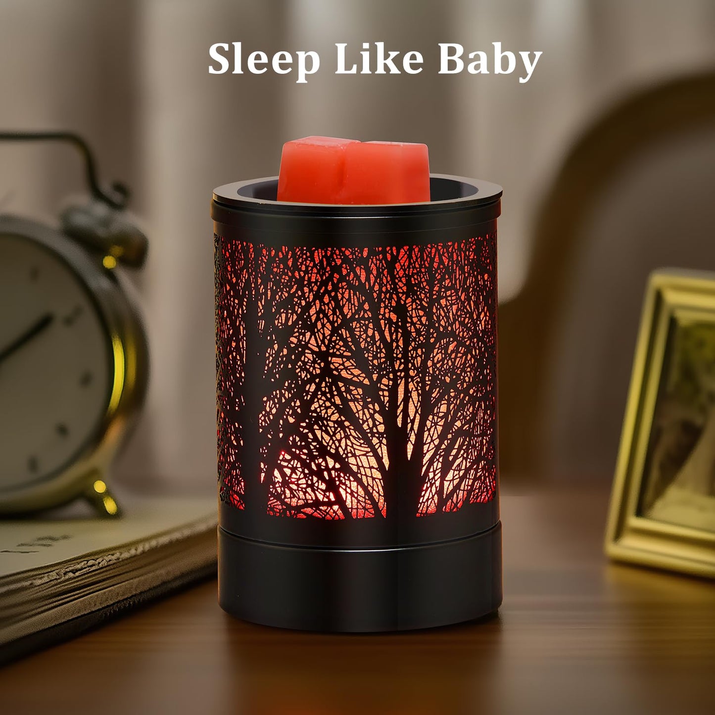 Enaroma Fragrance Wax Melts Warmer with 7 Colors LED Changing Light Classic Black Forest Design Scent Oil Candle Warmer for Home Black Forest