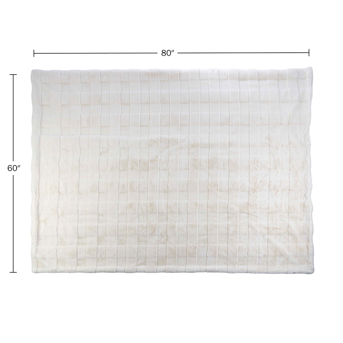 Lavish Home Faux Fur Blanket - 60x80-Inch Queen Size Throw Blanket with Plush Faux Fur Front and Mink Back - Bedding for Sofas and Beds (Cream)