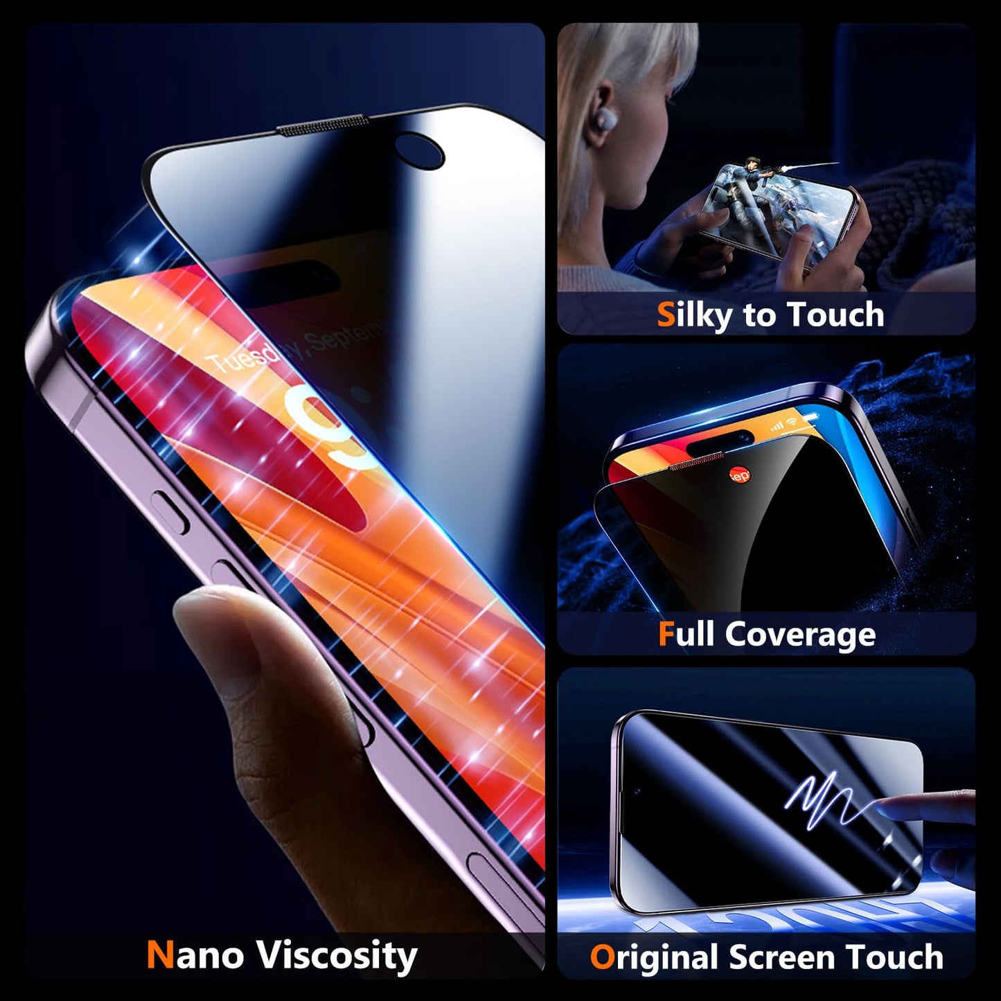 UniqueMe for iPhone 16 Pro Screen Protector - [Military Grade Shatterproof & 9H+ Hardness] Screen Protector 16 Pro Tempered Glass Full Coverage Protection, Easy Installation, 2 Packs