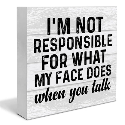 Funny Office Wooden Box Sign Home Decor Office Quote Wood Sign Desk Decoration Coworker Wood Block Plaque Box for Shelf 5 x 5 Inches