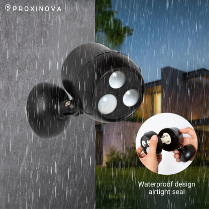 Proxinova Outdoor LED Security Lights, Motion Sensor Lights Outdoor, Outdoor Lights Battery Powered, PIR Sensor, Bright LED Floodlight Battery Powered Outdoor Lights 360° Rotation, Compact & Easy Fit