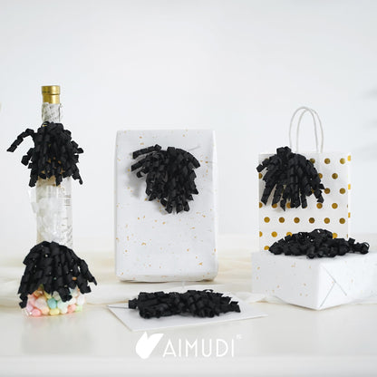 AIMUDI Black Bows 4" Black Burst Bows Self Adhesive Curly Ribbon Bows for Gift Wrapping Grosgrain Ribbon Twist Tie Bows for Treat Bags Gift Bags Christmas Wedding Party Decorations - 6 Counts