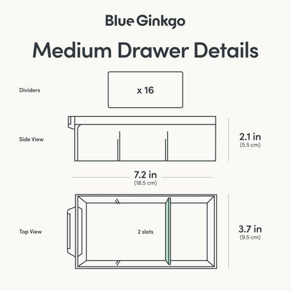 Blue Ginkgo Medium 16-Drawer Cabinet – Stackable Clear Organizer for Hardware, Beads, Plastic Bricks, Office, and Craft Storage (Made in Korea, Gray)