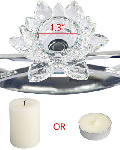 3 Arms Crystal Flower Candle Holder Bringing Tabletop tealight Holder for Party/Dining Room centerpieces (1, Silver)
