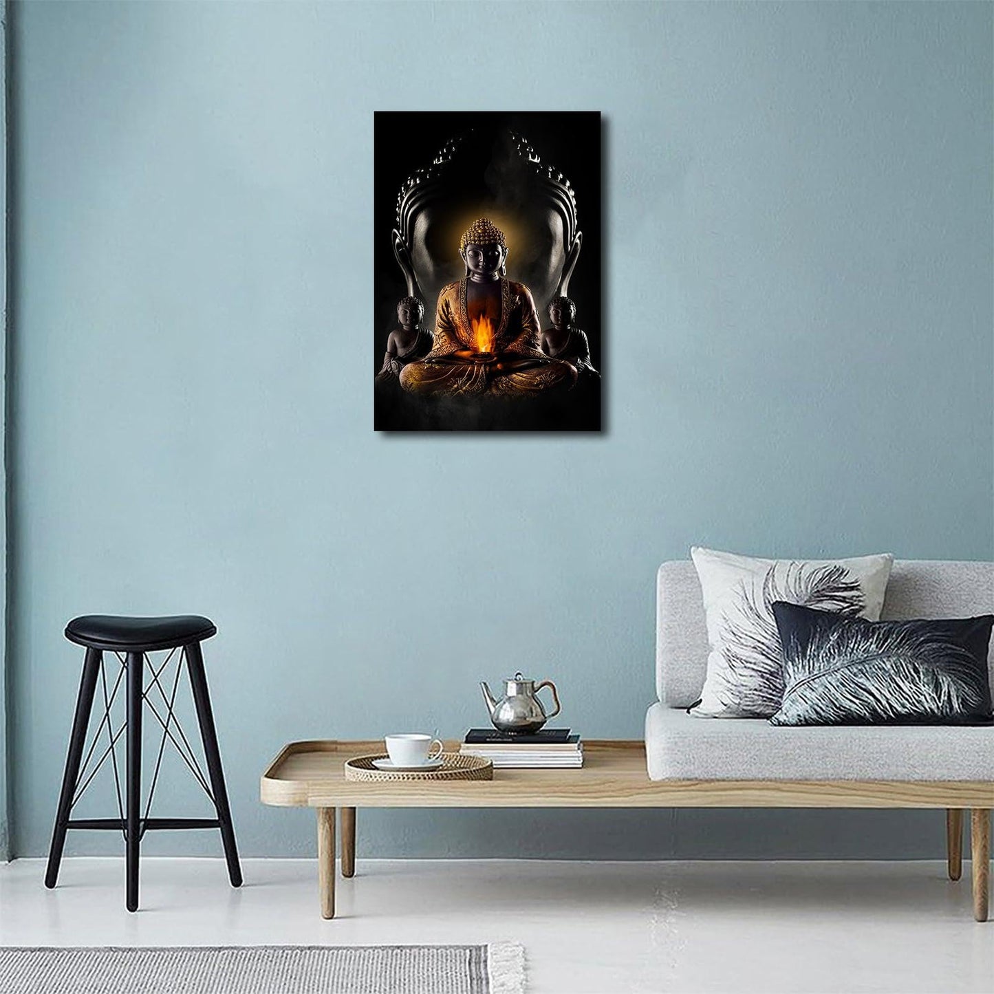 Abstract Buddha Painting Wall Art - Buddhist Wall Art Modern Meditation Art Buddha Artwork for Living Room Yoga Room Hindu Wall Decor Framed Zen Wall Art 12x16in/30x40cm