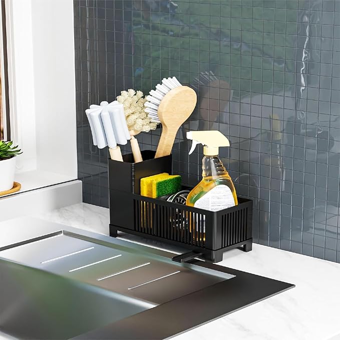 Sink Caddy & Kitchen Sink Organizer, Plastic Kitchen Countertop Organizer