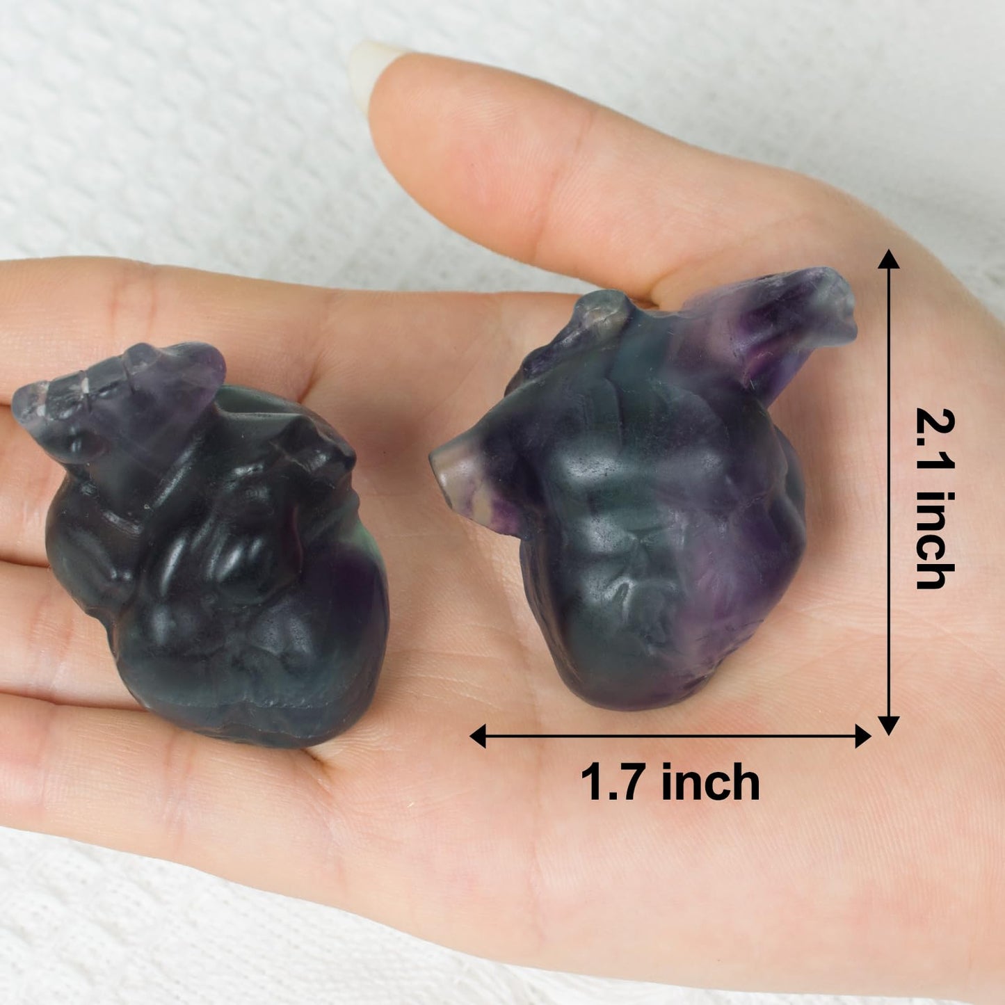 Rainbow Fluorite Heart Crystal Figurines, 2.1 Inch Crystal Heart Love Statue for Home Decor, Meditation and Stress Relief, Hand Carved Natural Healing Stone Cardiac Sculpture Spiritual Gift for Women