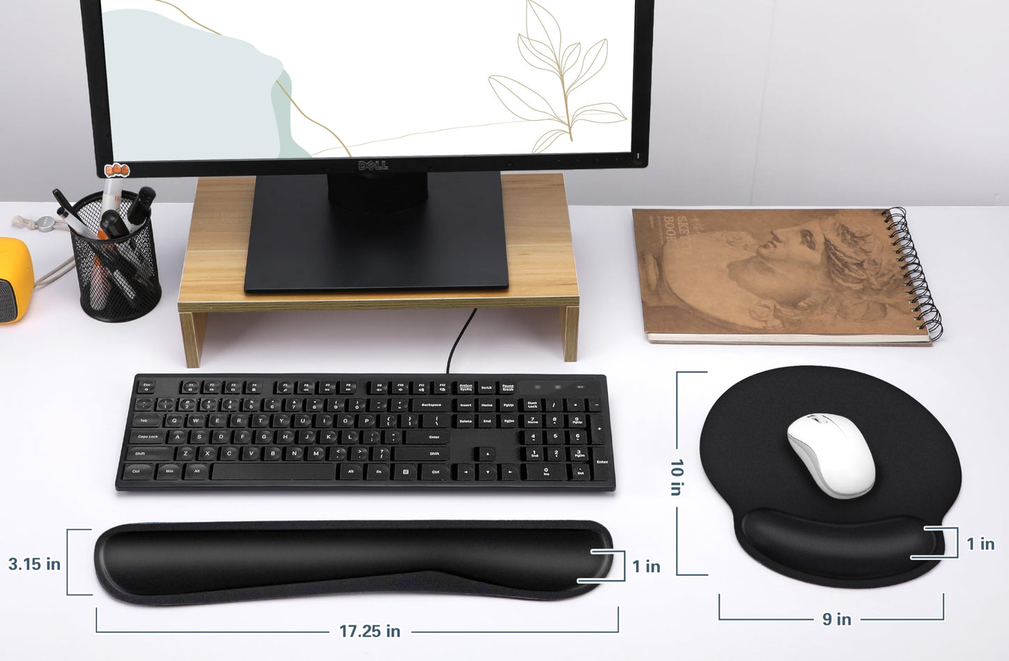 Mouse Pad and Keyboard Wrist Rest- Ergonomic Wrist Pad for Computer Keyboard and Mouse Pad, Memory Foam Wrist Support for Comfy Typing (Mouse pad Set, Classic Black)
