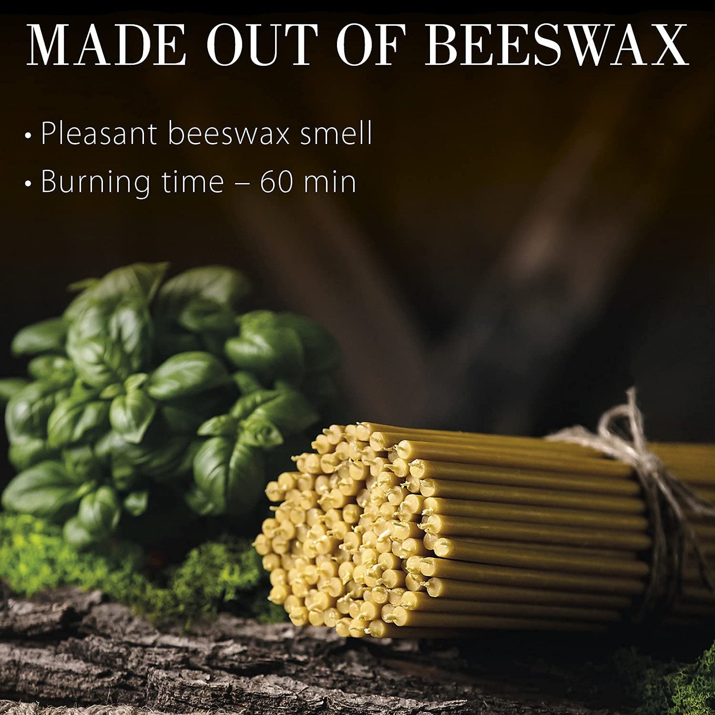 Danilovo Pure Beeswax Candles - Honey-Scented, Decorative Thin Taper Candles - Ideal for Birthday Decoration or Church Prayers - Drip Free, Tall & Smokeless Pack of 400 pcs, 7.3 x 0.24 inch