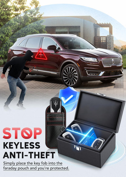 Coorattyes Faraday Box for Car Keys, Key Fob Signal Blocker Rfid Box for Car Keys, Faraday Key Fob Protector Signal Blocking Box
