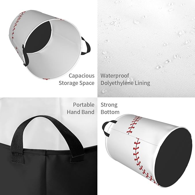 Baseball Texture Laundry Hamper Bag