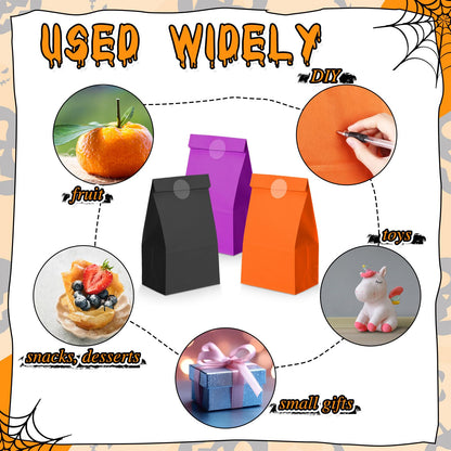 Skyygemm 36 Pcs Halloween Party Favor Paper Bags Candy Paper Gift Bags with Stickers 5.1 x 3.2 x 9.5'' for Festival Holiday Baby Shower Birthday Wedding Party Anniversaries