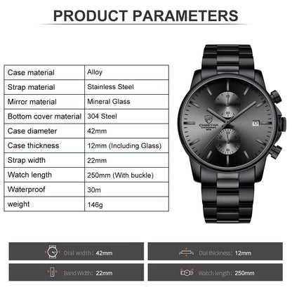 Men's Watches with Casual Waterproof Chronograph Quartz Watch Stainless Steel Metal Auto Date in Colourful Hands, B Grey, B grau, Bracelet