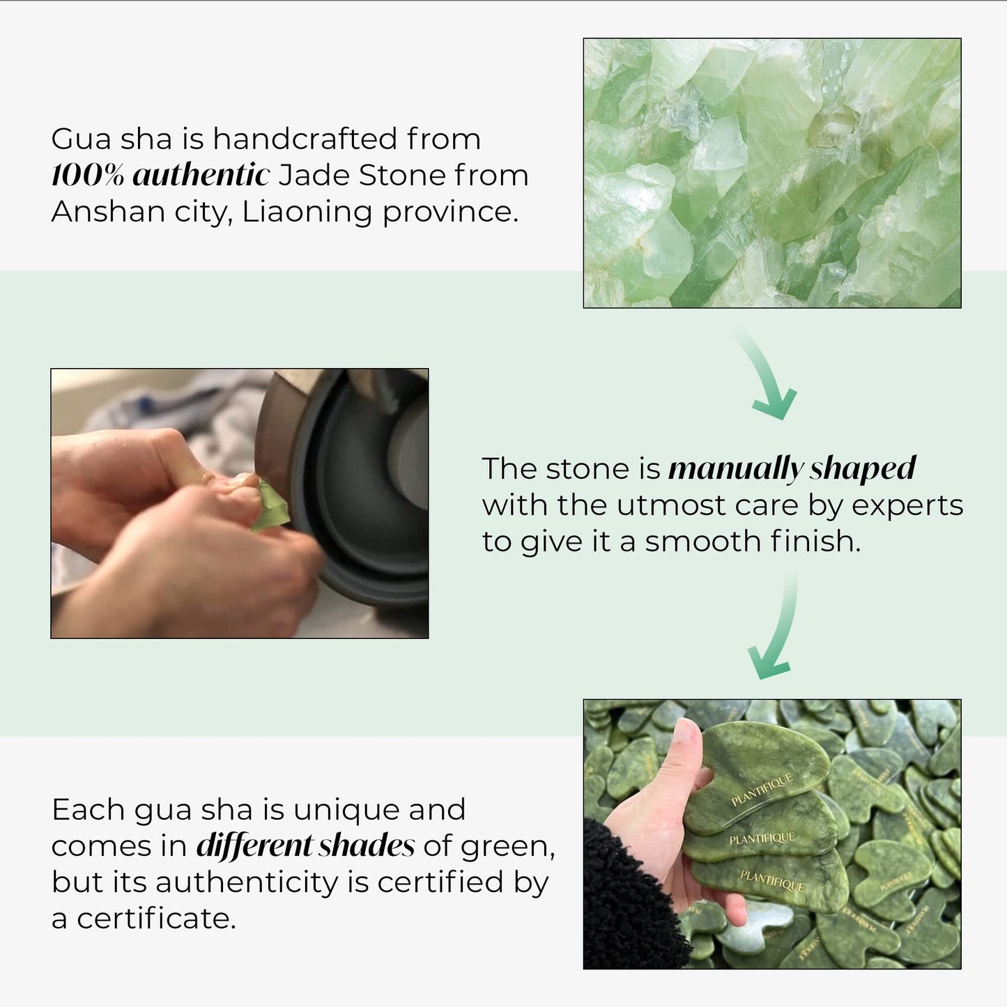 PLANTIFIQUE Jade Roller & Gua Sha Set – Real Jade Facial Tools for Skin Care Routine – Certified Face Massager for Radiant Skin