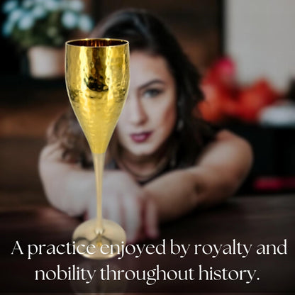 ANTIQUANA Vintage Brass Chalice Goblet Set for Celebratory Occasions - Exquisite Wine Glasses & Champagne Flutes - Perfect Wedding Anniversary Novelty Gift with Engraved Elegance (Pack of 1)