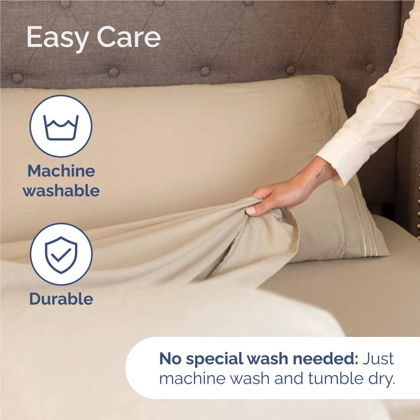 Full Size 4 Piece Sheet Set - Comfy Breathable & Cooling Sheets - Hotel Luxury Bed Sheets for Women & Men - Deep Pockets, Easy-Fit, Extra Soft and Wrinkle Free Sheets - Cream Oeko-Tex Bed Sheet Set