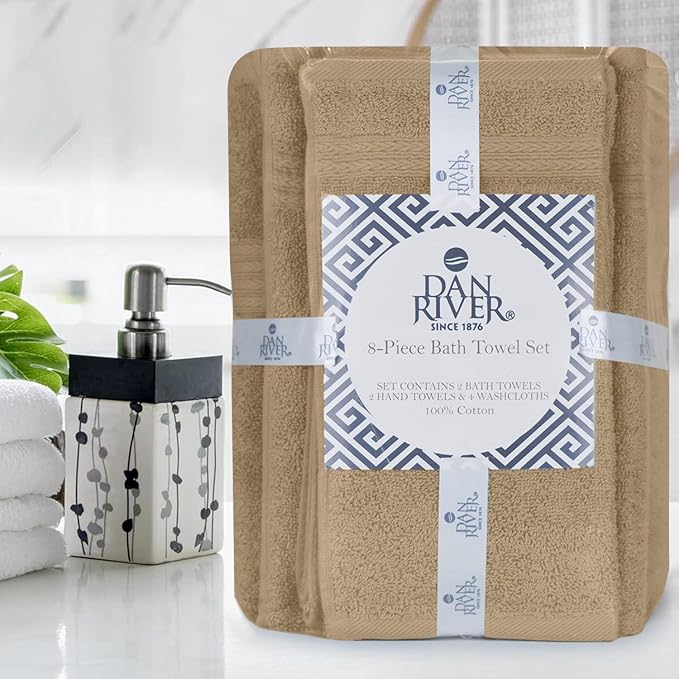 DAN RIVER 8 PC Luxury Bath Towels