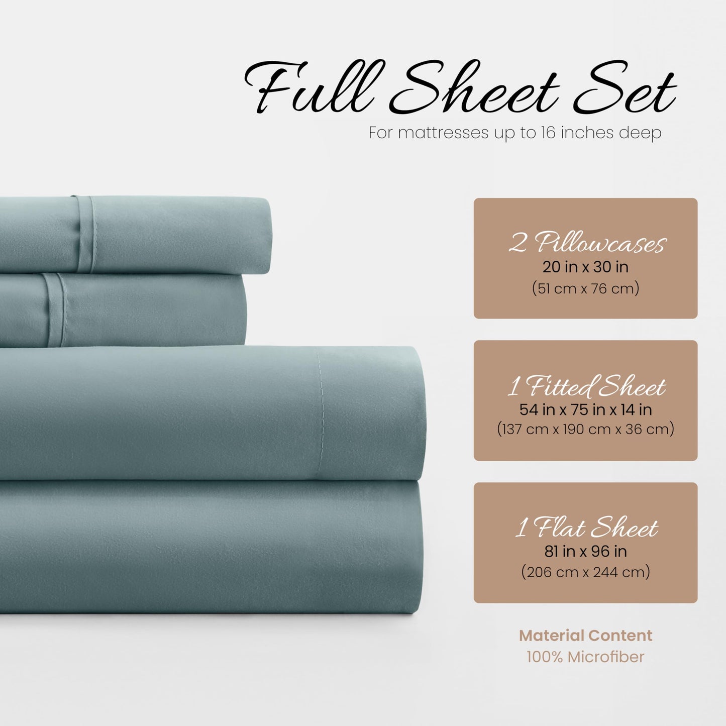 Linen Market Bed Sheets for Full Size Bed (Ocean) - Sleep Better Than Ever with These Soft and Cooling Full Sheets - Deep Pocket Fits 16" Thick Beds - 4 Piece Full Sheet Set