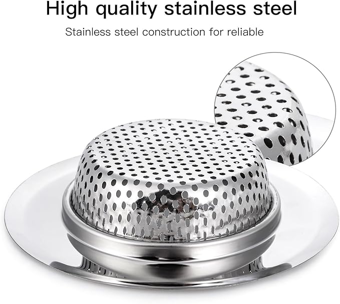 4 Pack Heavy Duty Stainless Steel Kitchen Sink Drain Strainer, Bathroom Hair