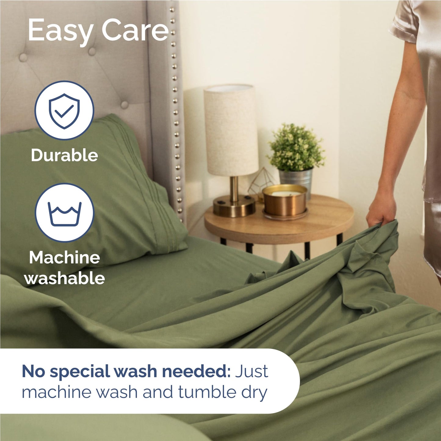 Full Size 4 Piece Sheet Set - Comfy Breathable & Cooling Sheets - Hotel Luxury Bed Sheets for Women and Men - Deep Pockets, Easy-Fit, Soft and Wrinkle Free Sheets - Sage Green Oeko-Tex Bed Sheet Set