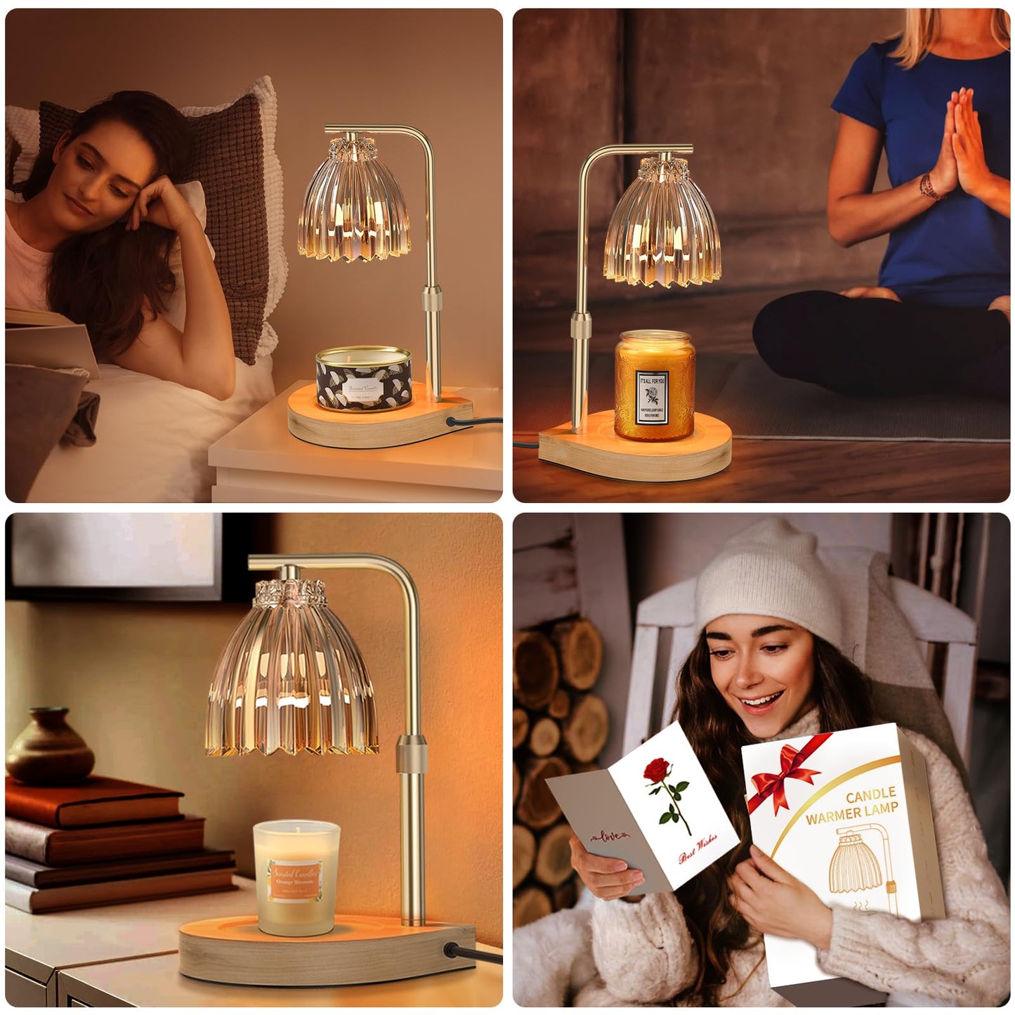 Christmas Gifts for Women Candle Warmer Lamp with Adjustable Height, Timer & Dimmer, Birthday Gifts for Women, Elegant Gift Box & Greeting Card, Candle Lamp with 2 Bulbs for Home Decor/Bedroom/Office