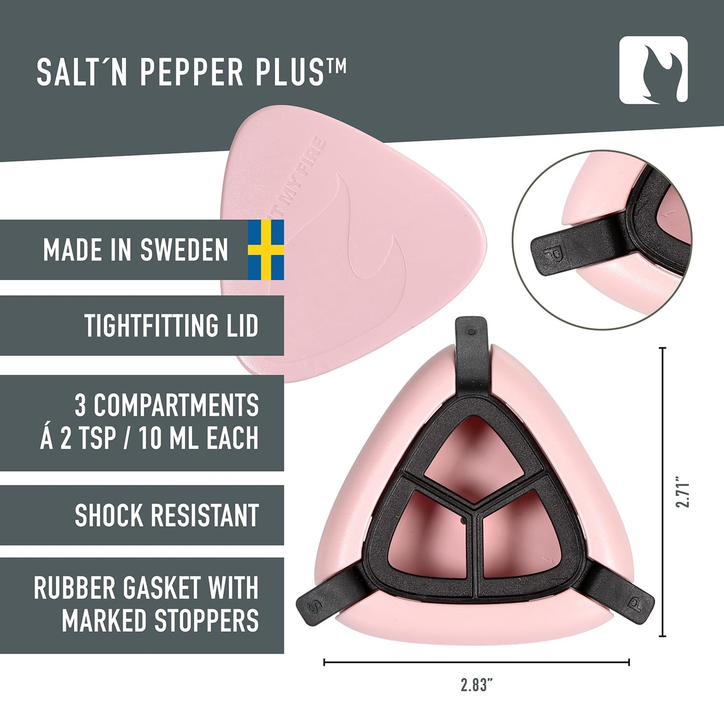 Light My Fire Salt & Pepper Shakers — Travel Salt and Pepper Shakers — Travel Spice Kit Portable Spice Shaker — Multi Spice Container and Salt Dispenser for Outdoor Picnic Camping BPA-Free, Dustypink