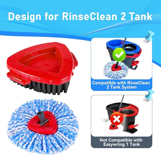 7 Pack Spin Mop Head for O-Ceda RinseClean 2 Tank System, 4 Triangle Microfiber