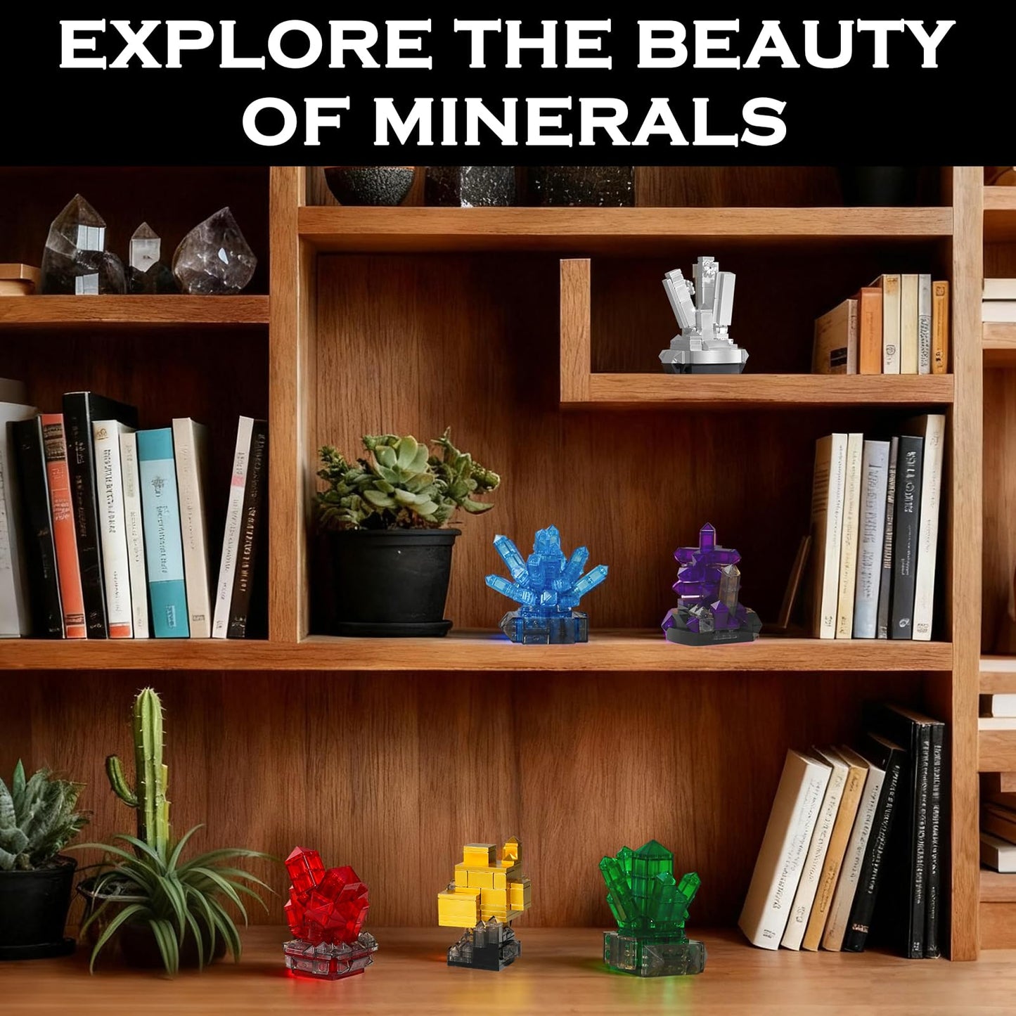 HAYXUN for Dad Men, Crystal Building Kit for Adults – 564PCS Gemstone Mineral Collection Building Set, Elegant Home Office Desk Décor, Unique Gift for Husband, Grandpa