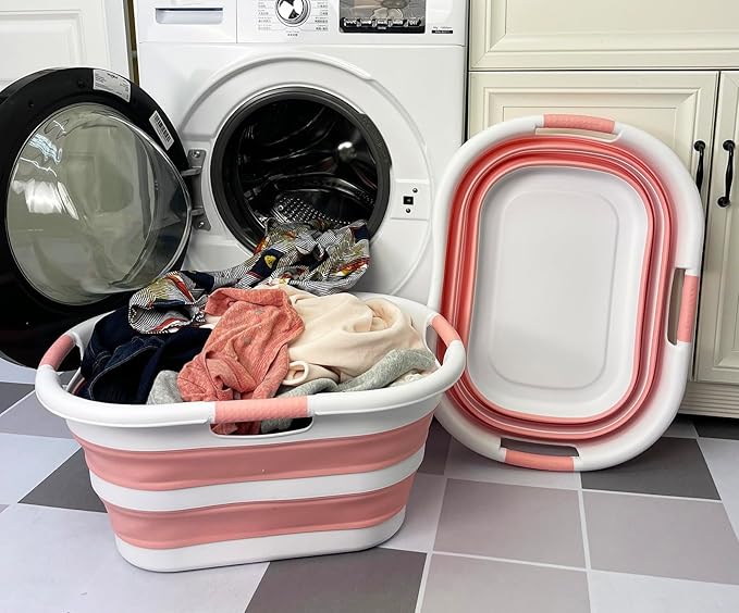 SAMMART 40L Set of 2 Collapsible Plastic Laundry Hamper