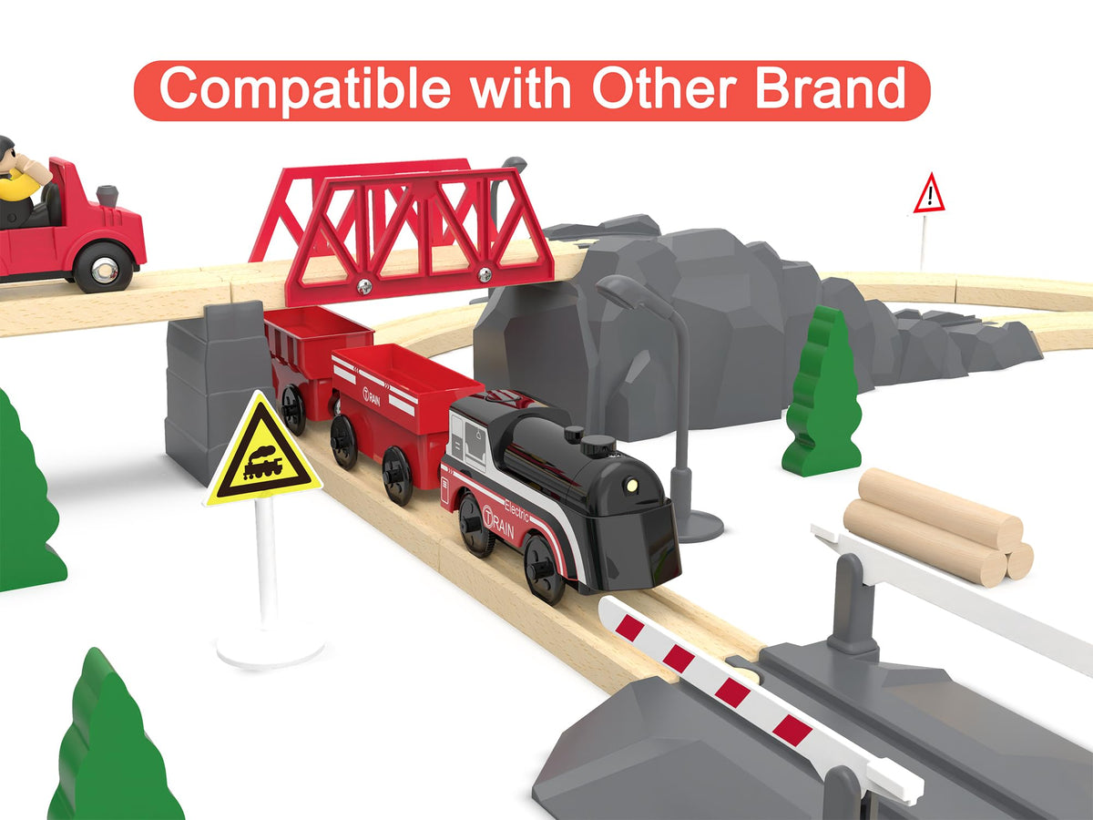 Battery Operated Train for Wooden Track, Motorized Train for Toddlers 3+ Years Old, 3Pcs Trains Toy Set Electric Trains Compatible with Thomas, Brio, Chuggington, Melissa and Doug
