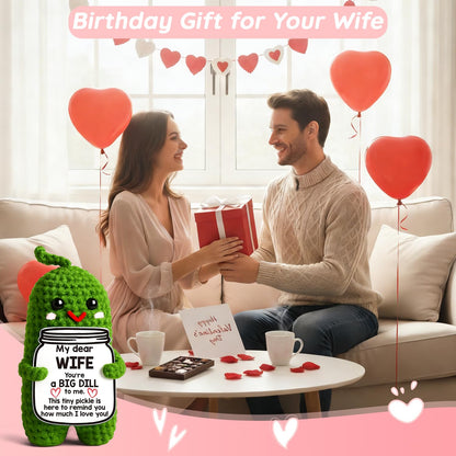 Valentines Day Gifts for Him Her Boyfriend Girlfriend, Handmade Crochet Pickle Valentines Gifts for Wife Husband, I Love You Birthday Gift To My Love Wedding Anniversary Romantic Gift for Couples
