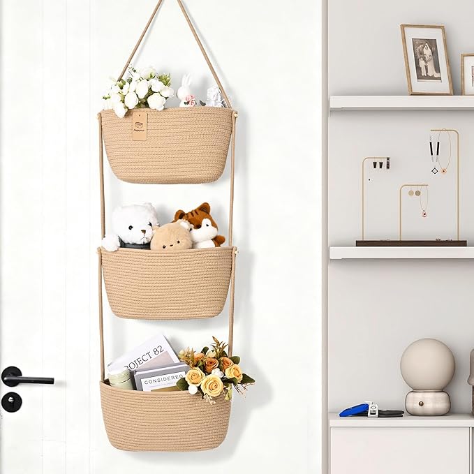 Hanging Basket, 3-Tier Wall Baskets, Over the Door Organizer