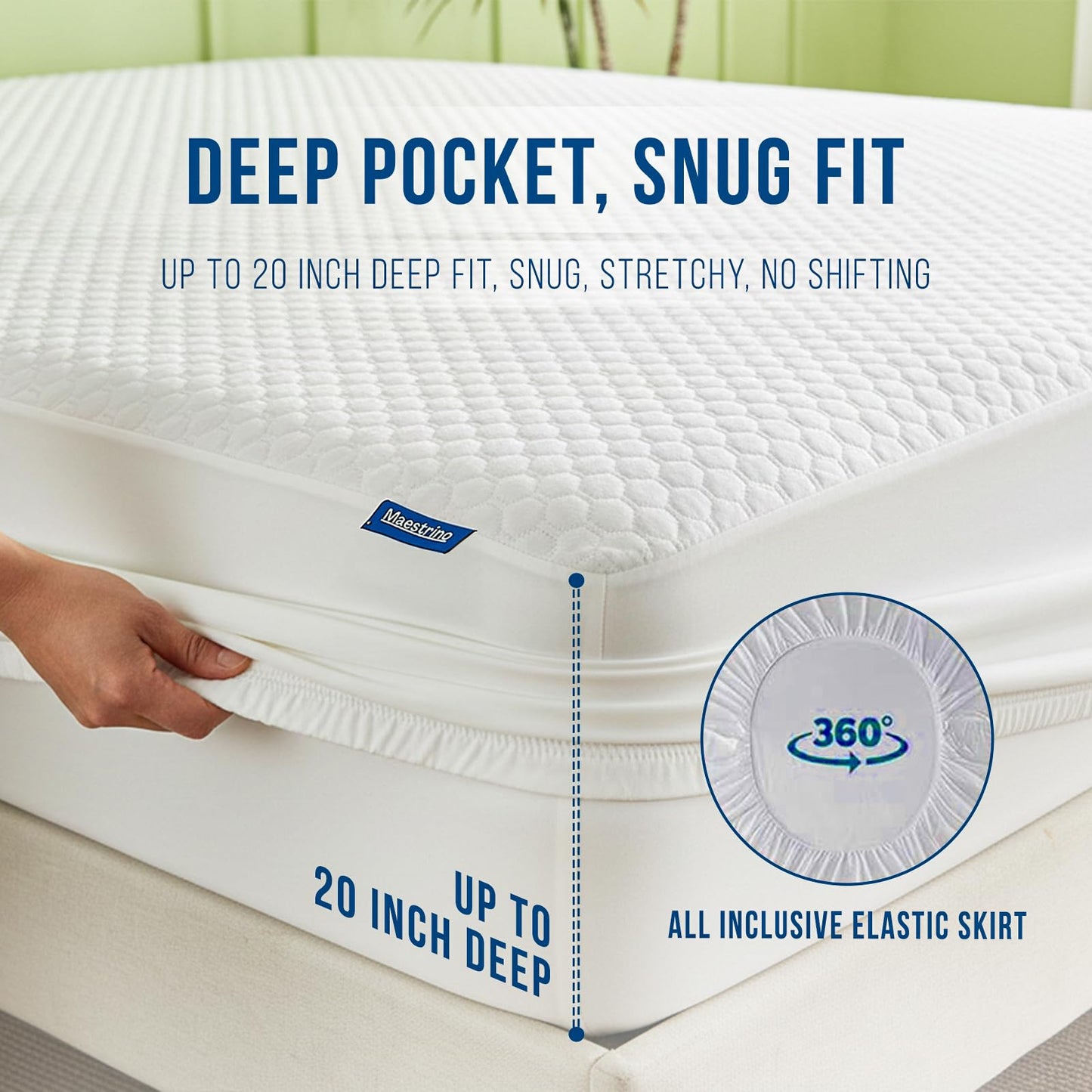 Luxury Queen Size Tencel Waterproof Mattress Protector Deep Pocket - Premium Cooling Bed Cover Pad - Hypoallergenic & Allergy-Friendly - Oeko-Tex Certified - Ultra Soft & Breathable