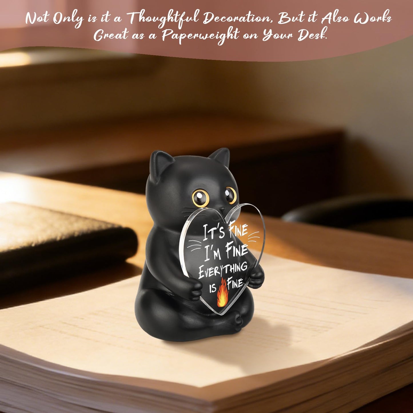 wainvniaw Funny Black Cat Figurines Decor, Fun Humor Gag Sarcastic Gift for Cat Lovers, Women, Men, Friends, Coworker, Employee, Team Appreciation for Home Office Cubicle Desk Decorations WCT5